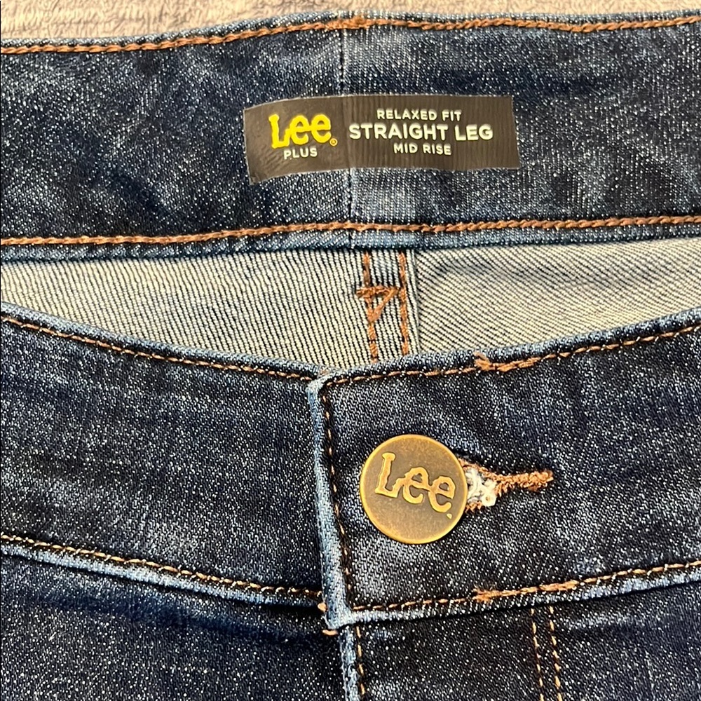 Lee Plus Mid-Rise Straight Leg Jeans - Dark Blue